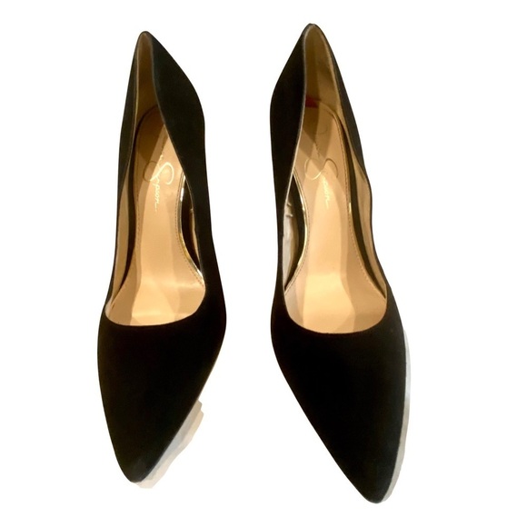 Jessica Simpson Oravia Classic Pointed Toe Pumps Black Vegan Suede Size 11 - Picture 3 of 10